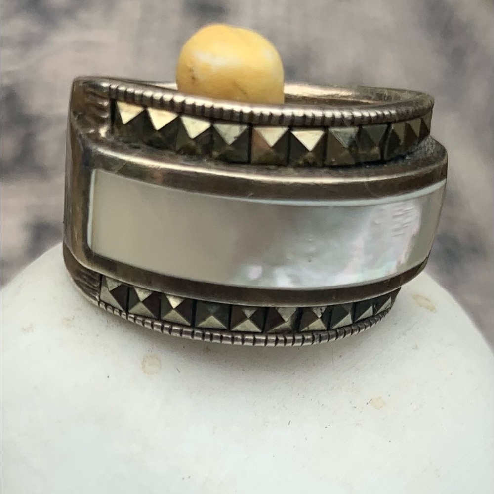 Mother of Pearl/Marcasite. Heavy SS.